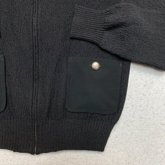 St John Jacket Womens PS Black Caviar Knit Bomber Patch Pockets Retail $890 - Picture 3 of 13